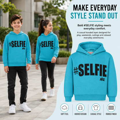 Kids Girls Boys Sweat Shirts Tops #Selfie Hooded Jumpers Hoodies New Age 2-13 Yr