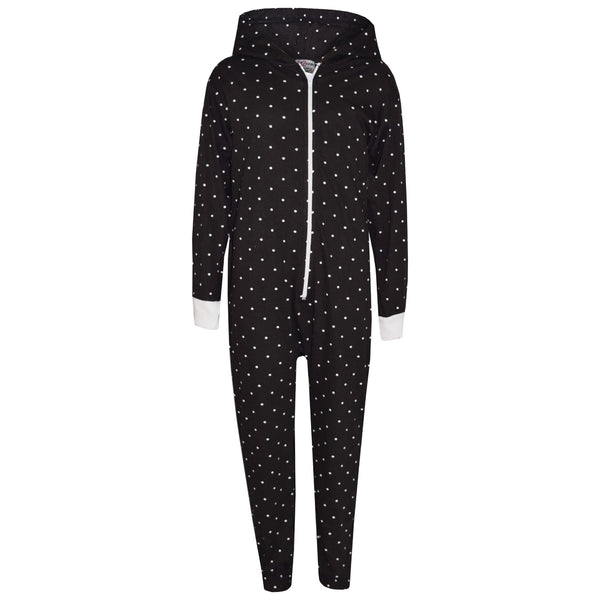 Kids Boys Girls Polka Dot Cotton A2Z Onesie One Piece Black Hooded Jumpsuit 2-13