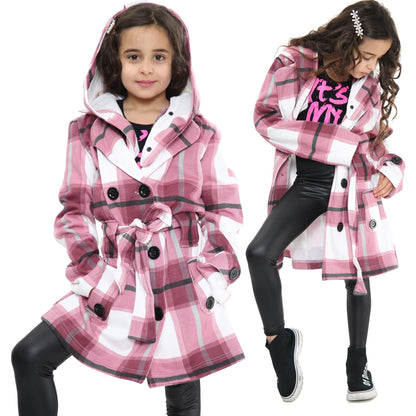 A2Z 4 Kids Parka Jacket Hooded Warm Jacket Oversized Belted Cuffs 5 -13 Years