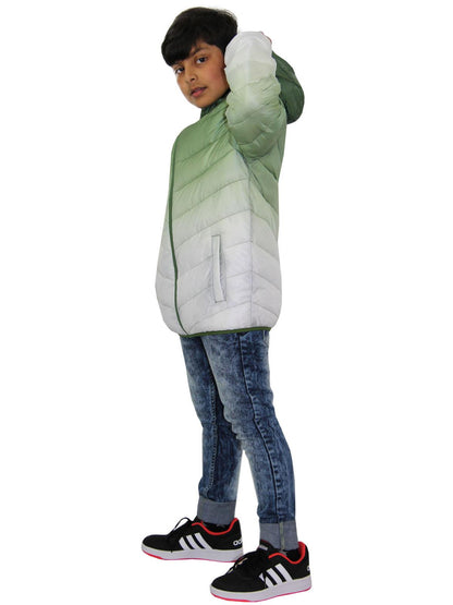 Kids Boys Hooded Jackets 3D Two Tone Fade Gradient Padded Warm Thick School Coat