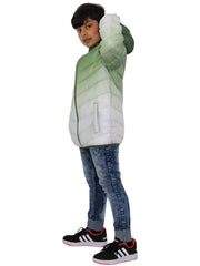 Kids Boys Hooded Jackets 3D Two Tone Fade Gradient Padded Warm Thick School Coat