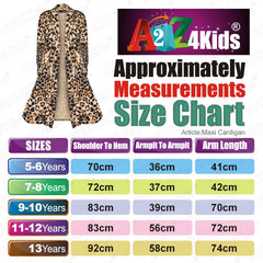 Kids Girls Long Sleeves Maxi Boyfriend Floaty Cardigan Ladies Open Front 5-13 Yr