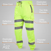 A2Z High Visibility Safe Work Pants Reflective Sweatpants Hi Vis Viz Cargo Joggers Slim Fit Jogging Bottoms Casual Trousers Workout Safety Trouser For Men's Small Medium Large XL 2XL 3XL 4XL - A2Z 4 Kids