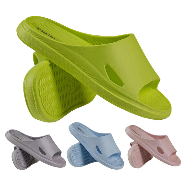 Womens Open Toe Knitted Effect Lightweight Flat Ladies Walking Sliders