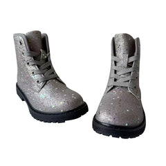 A2Z 4 Kids Girls Galaxy Glitter Winter Snow Boots Shoes PU Lace Up Ankle Shoes