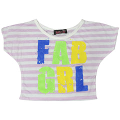 Kids Girls Crop Top FAB GRL Print Trendy Fashion Stylish Belly Shirt Tops & Tees