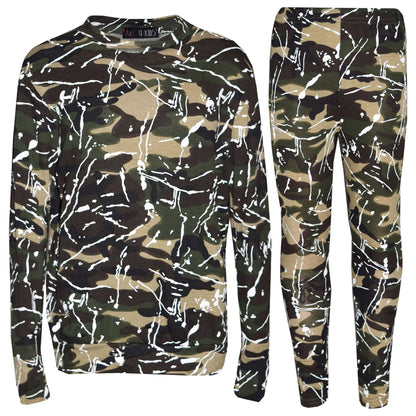 Kids Lounge Suit Girls Camouflage Splash Print Jogging Suit Tracksuit 7-13 Years