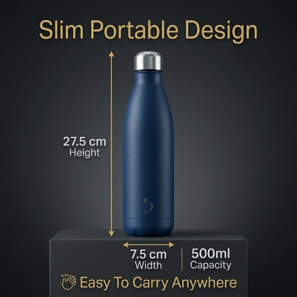 A2Z 500ml Stainless Steel Water Bottle Insulated Leakproof Flask Gym Travel