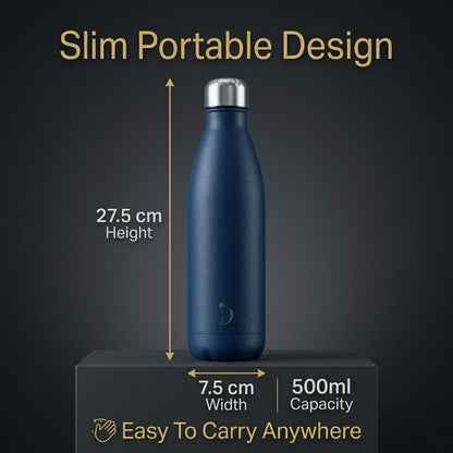 A2Z 500ml Stainless Steel Water Bottle Insulated Leakproof Flask Gym Travel