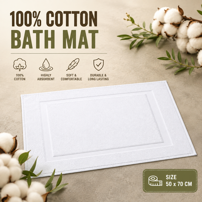 A2Z White Hotel Bath Mat Soft Absorbent Cotton Bathroom Floor Mat