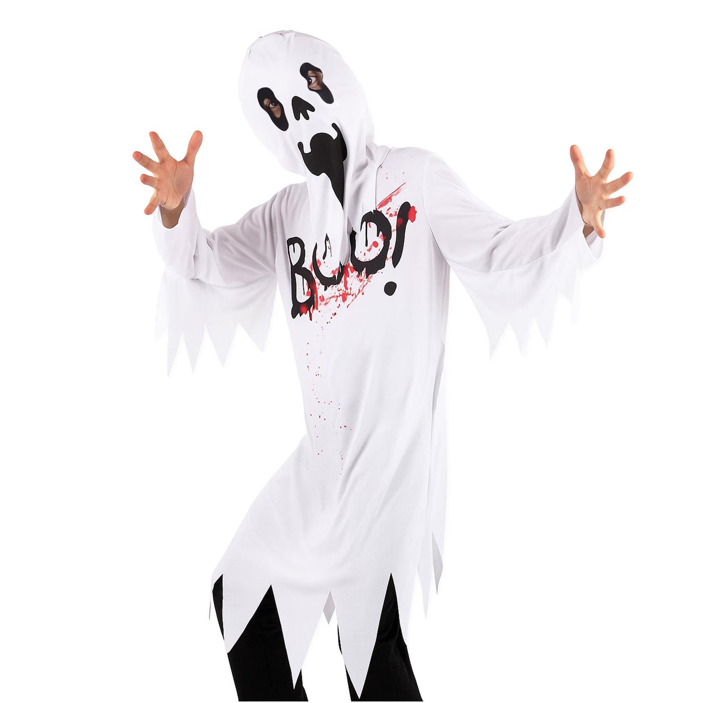 Kids Girls Boys Top BOO Printed Halloween Spooky Ghost Costume Scary White Top