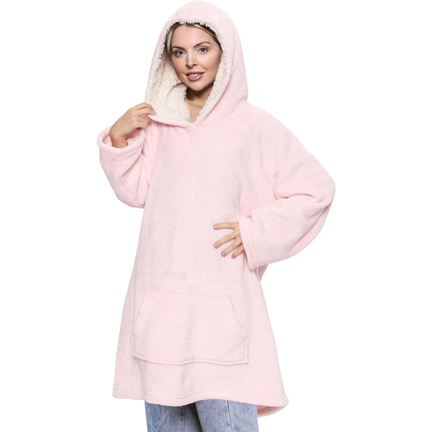 Unisex Men Ladies Oversized Hoodie Plain Snuggle Blanket Super Soft Warm Fleece