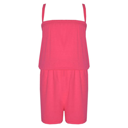 Kids Girls Plain Color Playsuit Trendy Summer All In One Jumpsuit New Age 5-13 Y