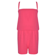 Kids Girls Plain Color Playsuit Trendy Summer All In One Jumpsuit New Age 5-13 Y
