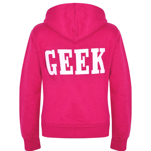 Kids Boys Girls Unisex Jackets Geek Print Fleece Zipper Hooded Hoodie Top Jacket