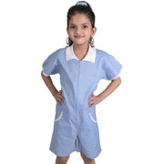 Kids Girls Gingham School 2 Pack Check Summer Playsuit With Matching Scrunchies - A2Z 4 Kids