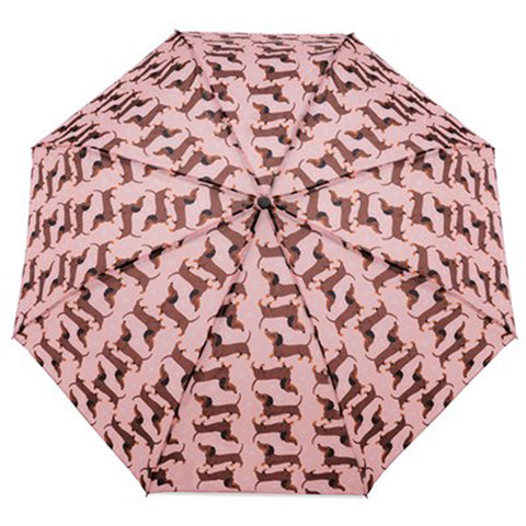 Ladies Supermini Folding Umbrella Sausage Dog AOP Lightweigh 50cm Compact Brolly
