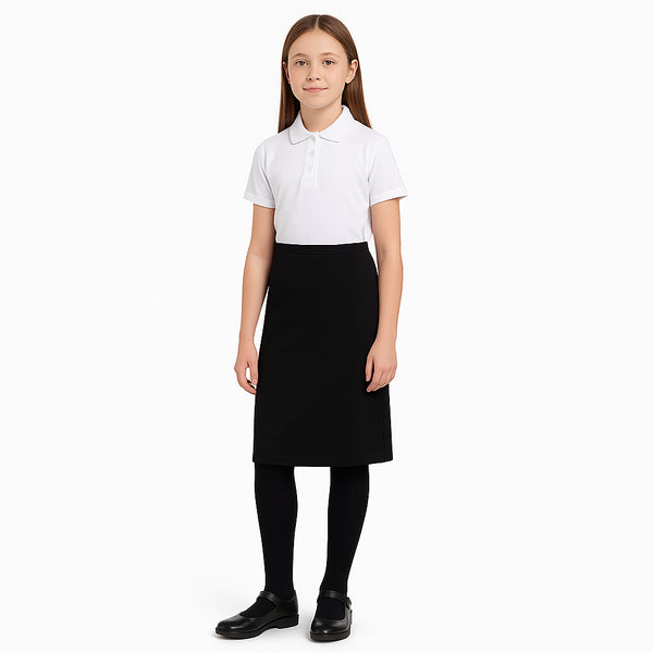 Kids Girls School Skirts Plain Pencil Skirt Elasticated Waist Uniform Skirt 7-13