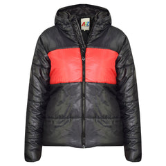 Kids Girls Boys Contrast Panel Jackets Hooded Padded Quilted Warm Coats 5-13 Yr