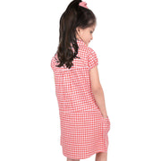 Kids Girls Gingham School Dress Check Printed Dresses With Matching Scrunchies - A2Z 4 Kids