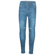Kids Girls Stretchy Ripped Jeans Denim Skinny Fashion Frayed Pant Jegging 3-13 Y