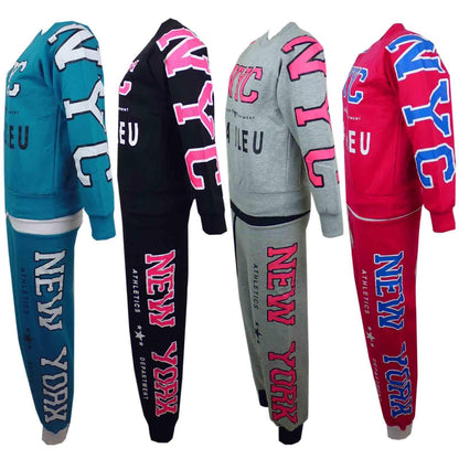 KIDS GIRLS TRACKSUIT NYC NEW YORK STYLISH JOG SUIT HOODIE BOTTOM JACKET JOGGERS