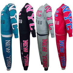 KIDS GIRLS TRACKSUIT NYC NEW YORK STYLISH JOG SUIT HOODIE BOTTOM JACKET JOGGERS