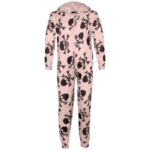 Kids Unisex Onesie Girls Boys Skull & Cross Bone Print Onesies All In One Jumpsuit PJ's New Age 5-13 Years - A2Z 4 Kids