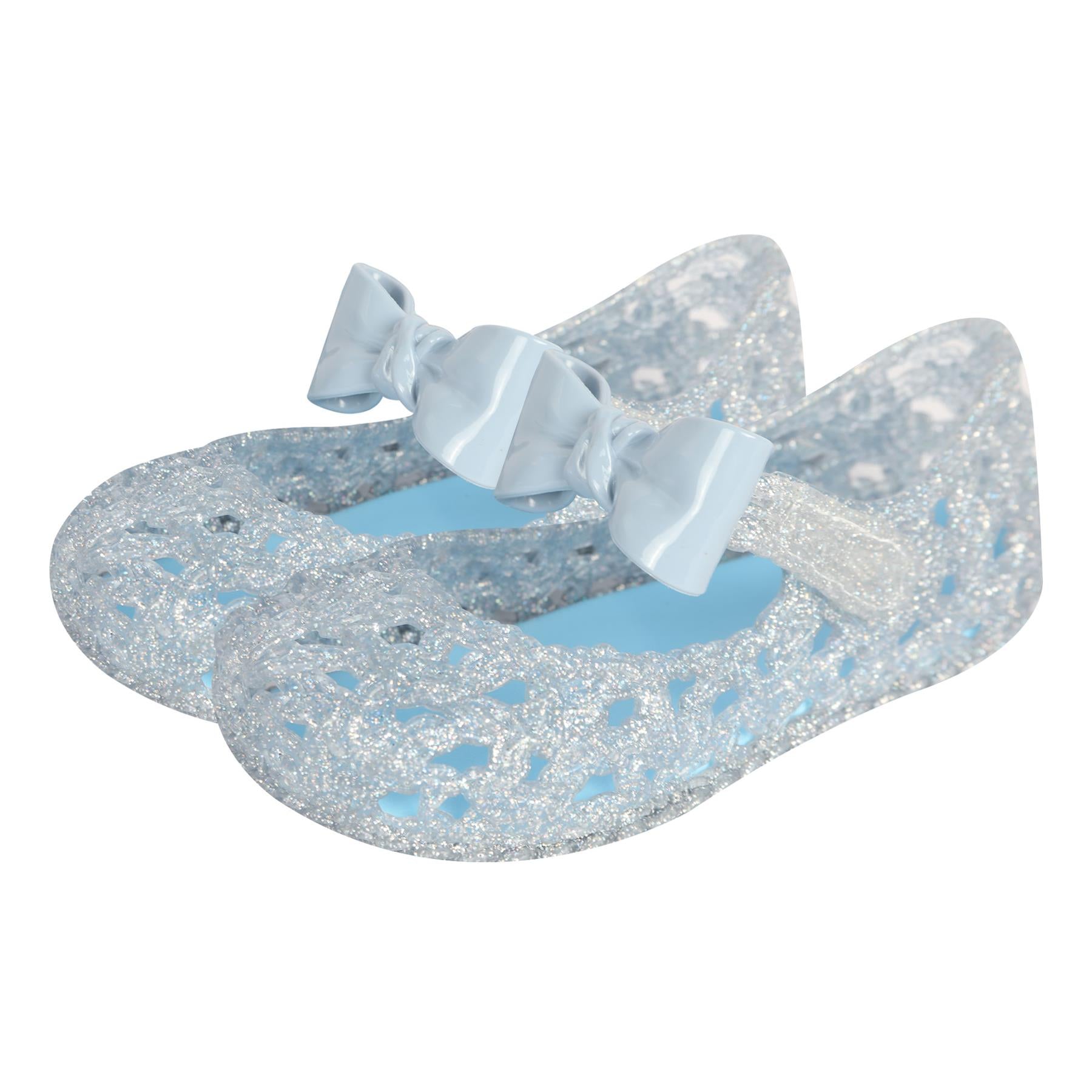 A2Z 4 Kids Girls Glitter Sliders PVC Soft Jelly Slip-On Bow Shoes Summer Holiday