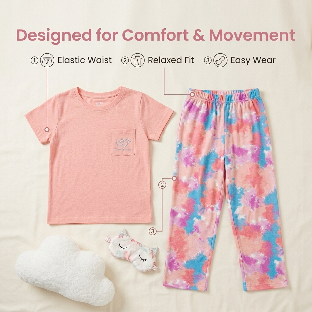 A2Z 4 Kids Girls Short Sleeve Pyjamas Set 2 Piece Comfortable Sleepwear Set