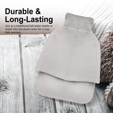A2Z Hot Water Bottle 2 Lit Soft Plush Cover Feet Warmer Relaxation Heat Therapy