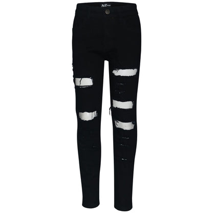 Boys Ripped Denim Jeans Comfortable Stretch Skinny Trousers Trendy Summer Pants