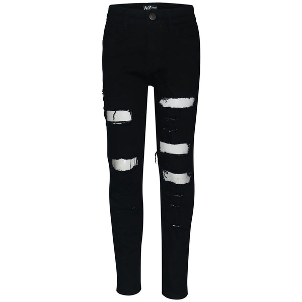 Boys Ripped Denim Jeans Comfortable Stretch Skinny Trousers Trendy Summer Pants