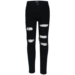 Boys Ripped Denim Jeans Comfortable Stretch Skinny Trousers Trendy Summer Pants