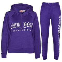 Kids Boys Girls Tracksuit New York Fleece Hoodie Top Bottom Jogging Suit 7-13 Yr