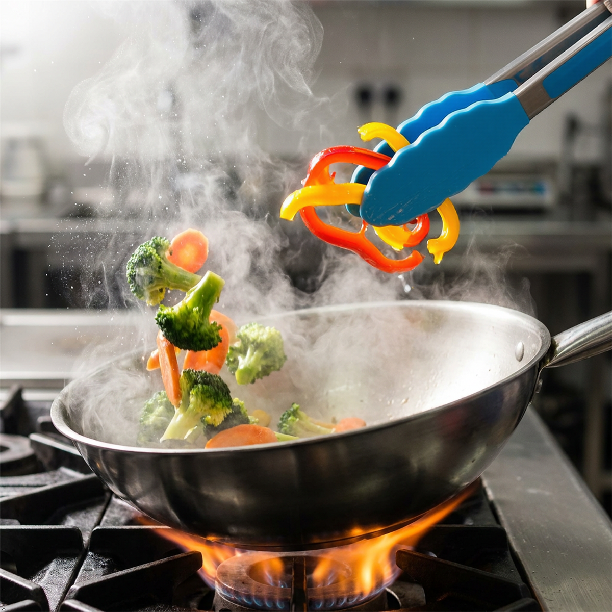 Silicone Grip Tongs Pack of 3 Heat Resistant Kitchen BBQ Cooking Serving Tongs