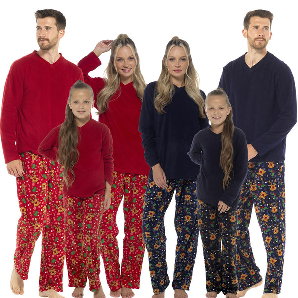 A2Z Mens Women Kids Xmas Pyjama Set Reindeer Pattern Christmas PJs Loungewear