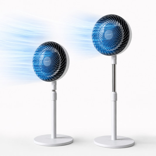 A2Z 10 Inch High Velocity Stand Fan 90W for Large Rooms Adjustable Height Fan