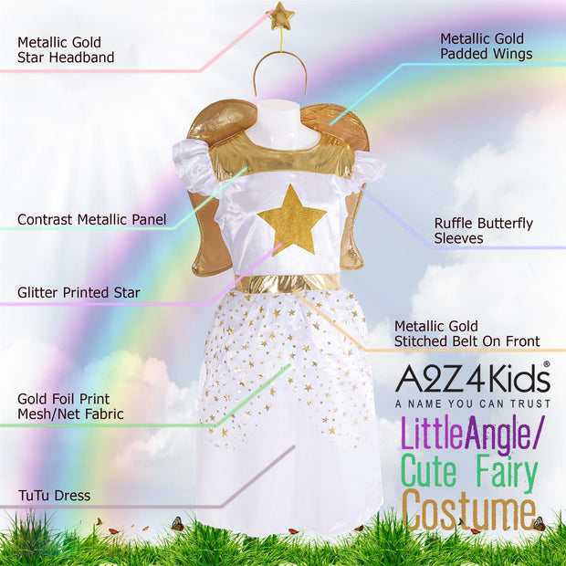 Kids Girls Xmas Nativity Angel Outfit School Play Angel Fancy Dress Outfit