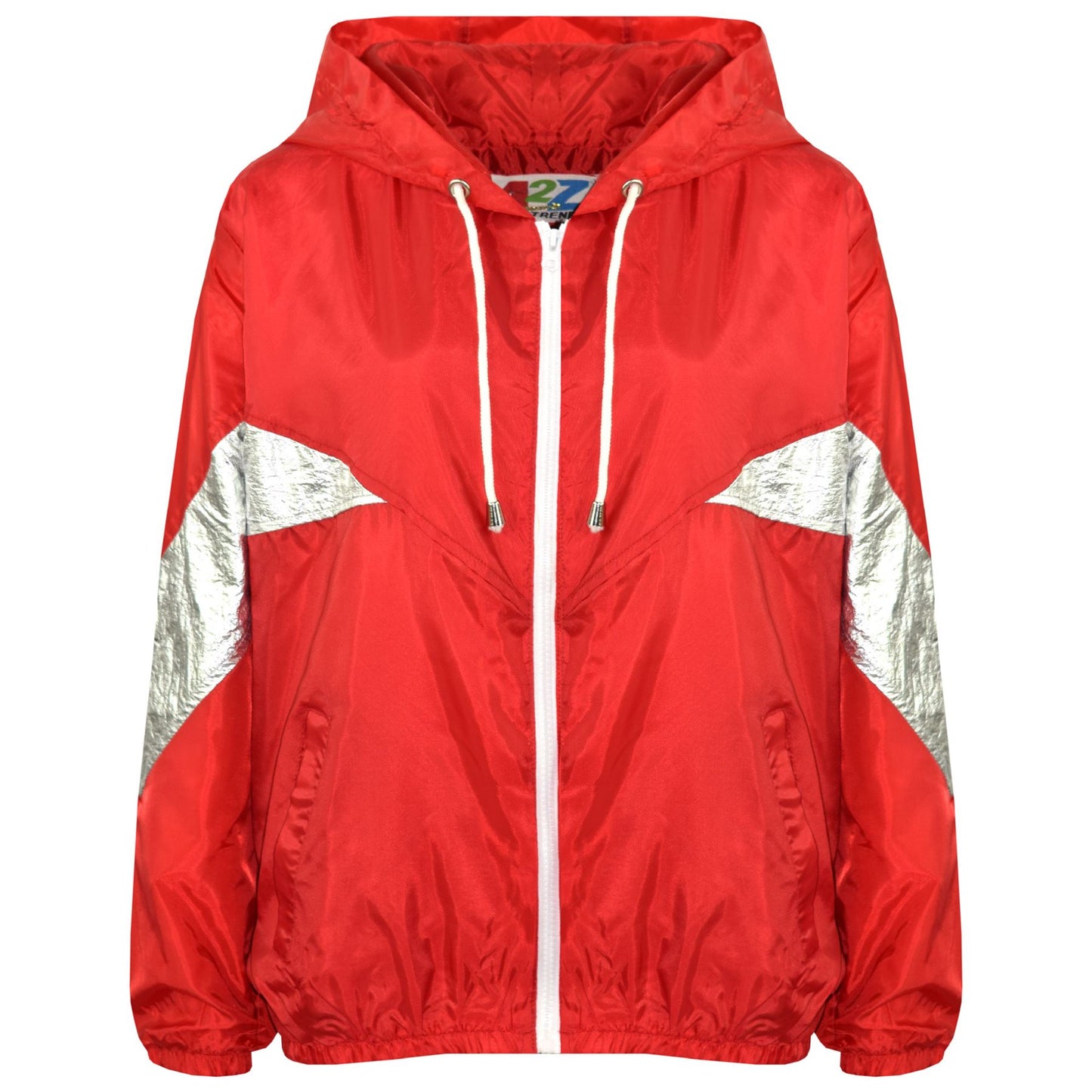 A2Z 4 Kids Girls Boys Windbreaker Jackets Metallic Panelled Hooded Raincoats