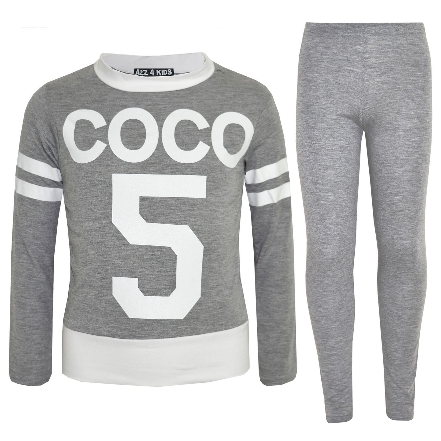 Girls Top Kids COCO 5 Print Trendy Crop Top & Fashion Legging Set Age 7-13 Years