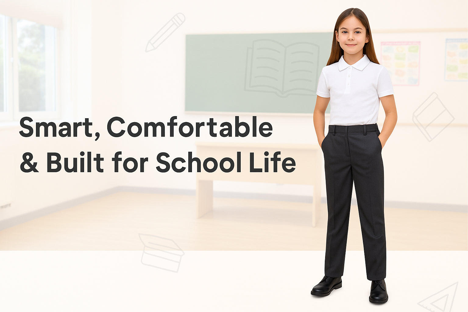 A2Z 4 Kids Girls Teens School Uniform Pant Teflon Coated Permanent Crease Pants