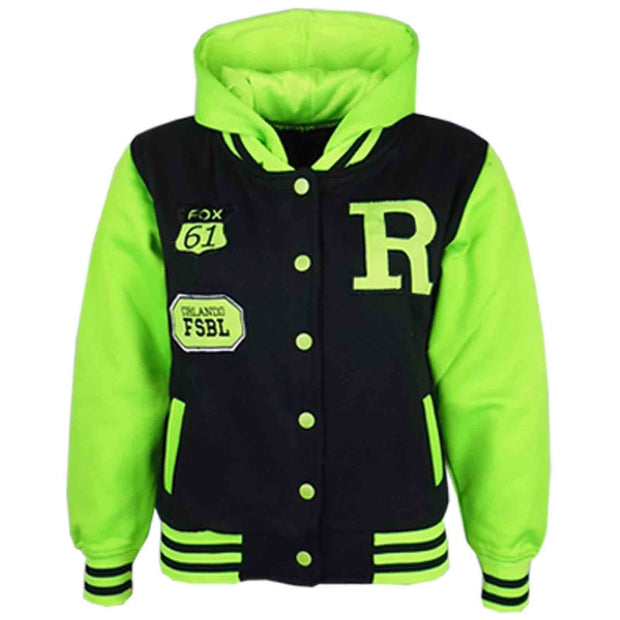 A2Z 4 Kids® Kids Jacket Girls Boys R Fashion Baseball Hooded Jacket Varsity Hoodie New Age 2 3 4 5 6 7 8 9 10 11 12 13 Years