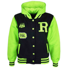 Kids Jacket Girls Boys Baseball Hooded Jacket Varsity Hoodie New Age 2-13 Years
