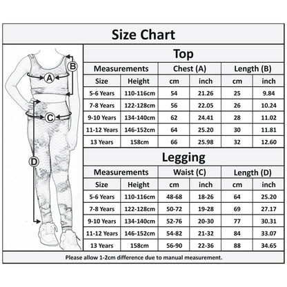 Girls Honeycomb Leggings Crop Top Vest Gym Dance Yoga Exercise High Waist Set