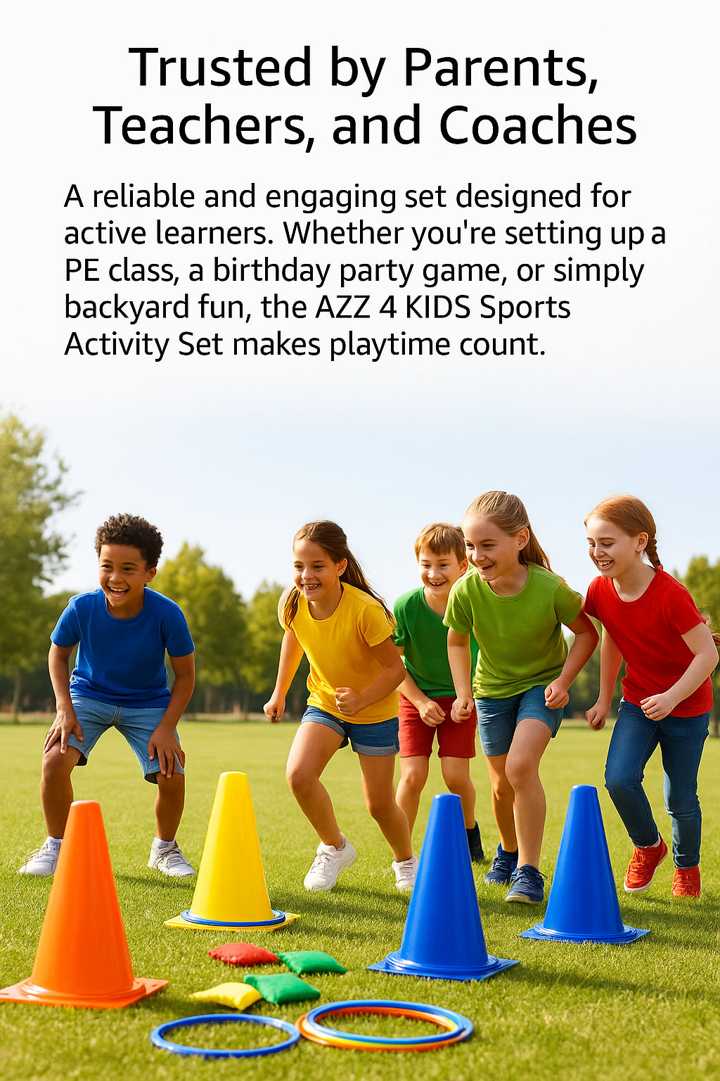 Kids PE Activity Set Cones, Rings, Bean Bags, Outdoor Garden Playground Games