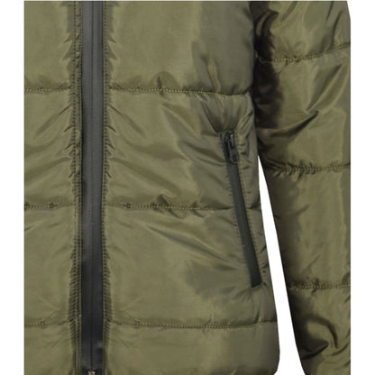 Kids Jacket Girls Boys Padded Olive Puffer Hooded Zipped Coat Warm Thick Coats