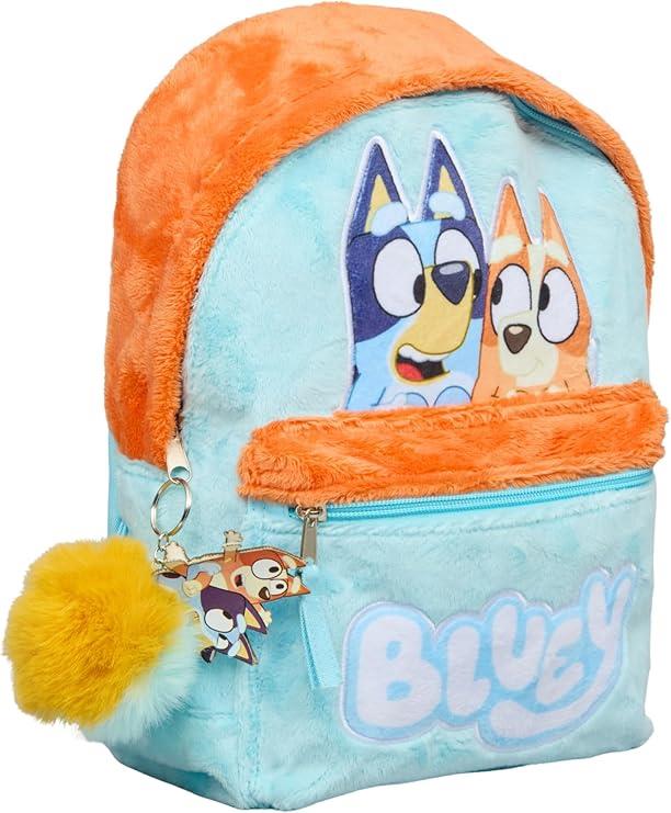 Bluey Full Plush Backpack with Pom Pom Keyring Officially Licensed School Bag