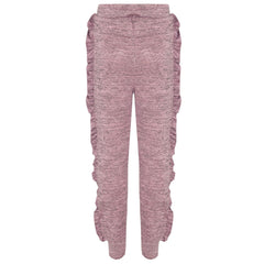 Kids Jogging Suit Girls Plain Frill Sleeve Lounge Suit Tracksuit Top Bottom 2-13
