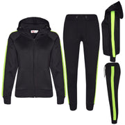 A2Z 4 Kids® Girls Boys Tracksuit Designer's Plain Contrast Neon Green Stripes Fleece Hooded Hoodie Bottom Jogging Suit Joggers Age 5 6 7 8 9 10 11 12 13 Years